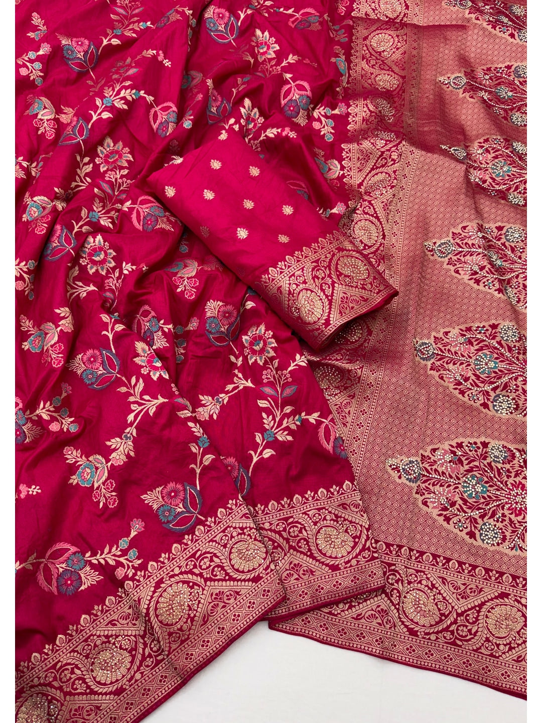 Peachmode Pink Soft Dola Silk Zari Work Saree - Image 2