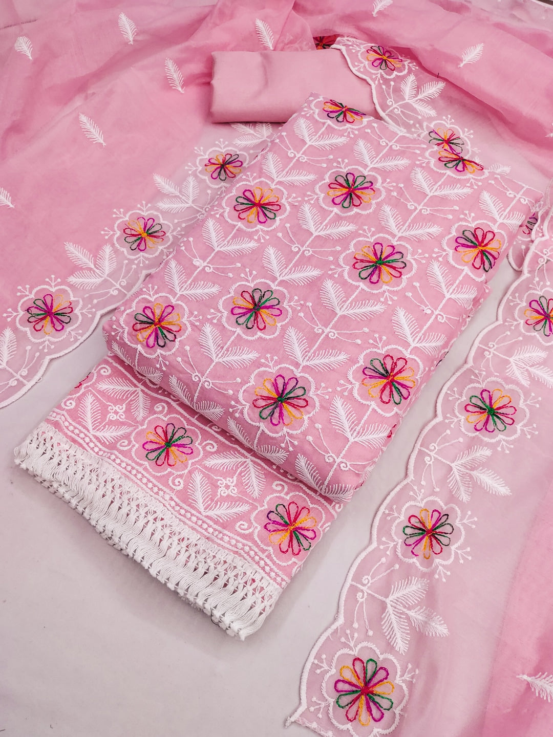 Peachmode Pink Chanderi Silk Dress Material with Ethnic Motifs - Image 6