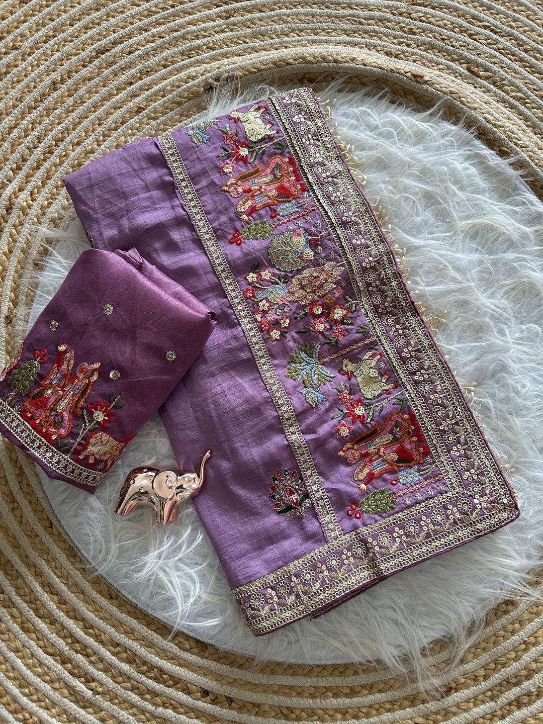 Peachmode Purple Art Silk Saree - Image 2