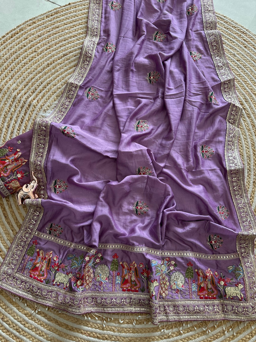 Peachmode Purple Art Silk Saree - Image 3
