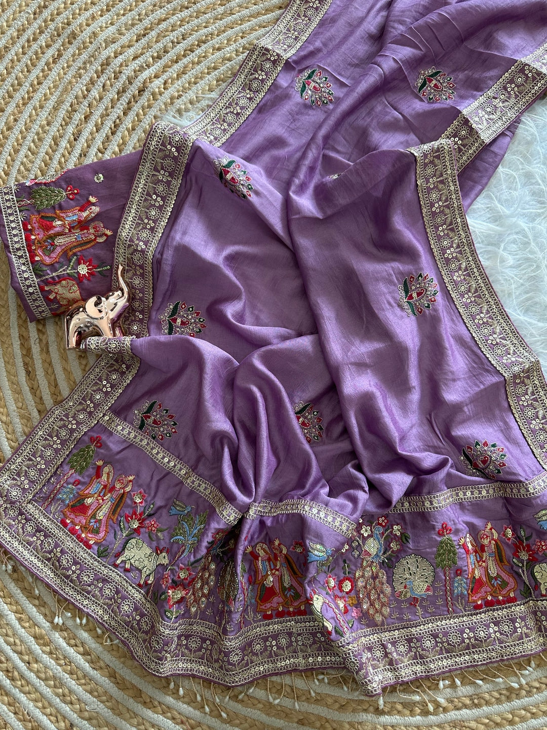 Peachmode Purple Art Silk Saree - Image 5