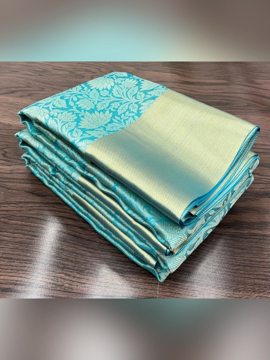 Peachmode Turquoise Zari Woven Saree - Image 9