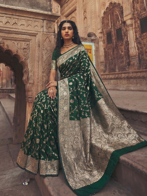 Peachmode Green Art Silk Woven Saree - Image 2