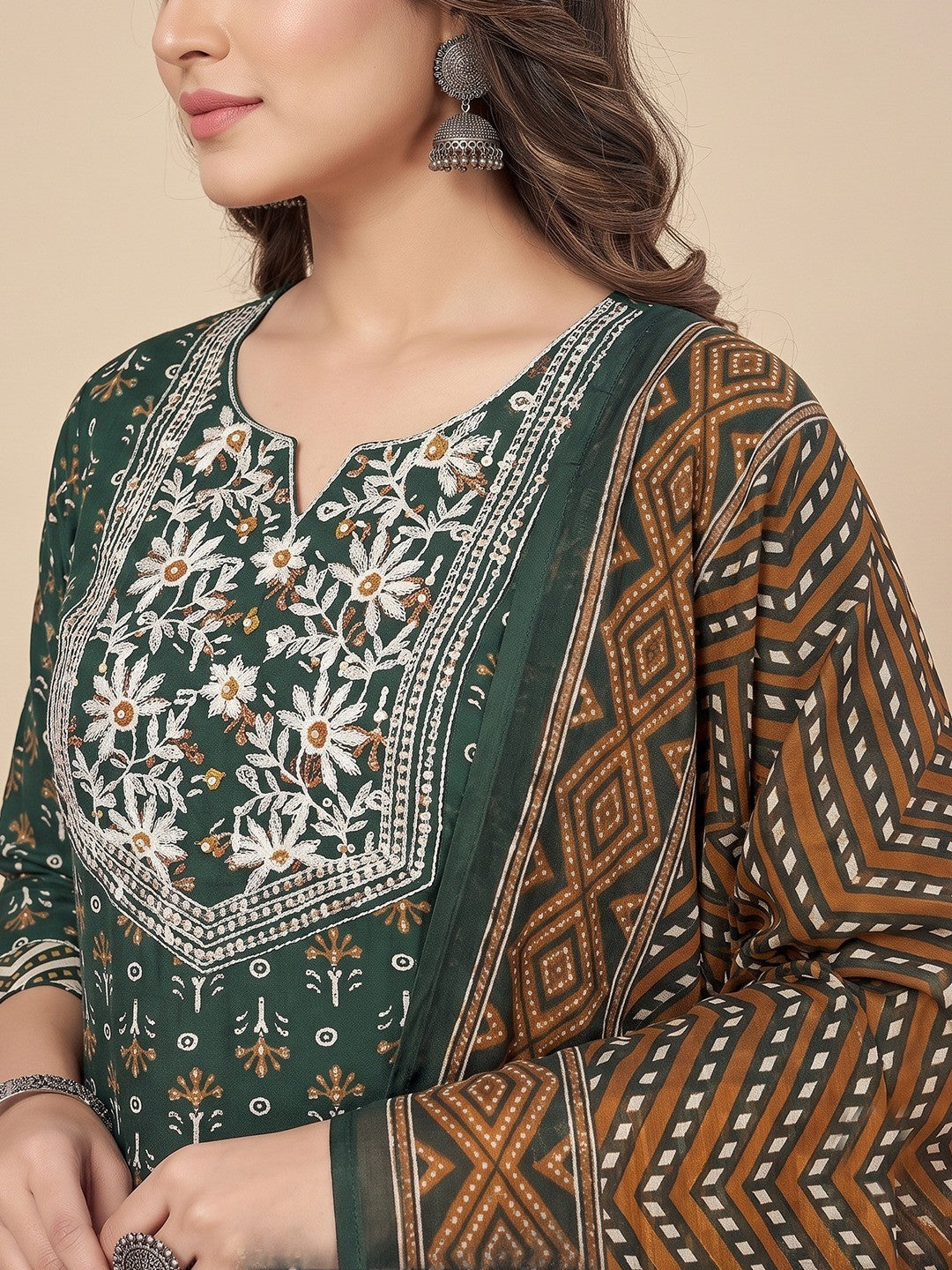 Elegant Green Pure Cotton Printed Salwar Suit Set for Women - Image 4