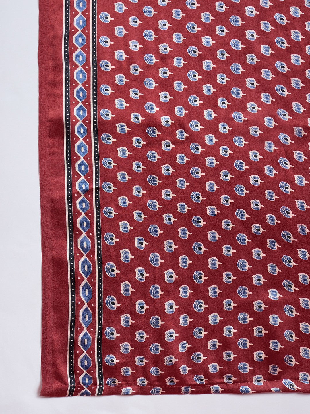 Peachmode Red Semi Modal Saree with Mirror Work - Image 8