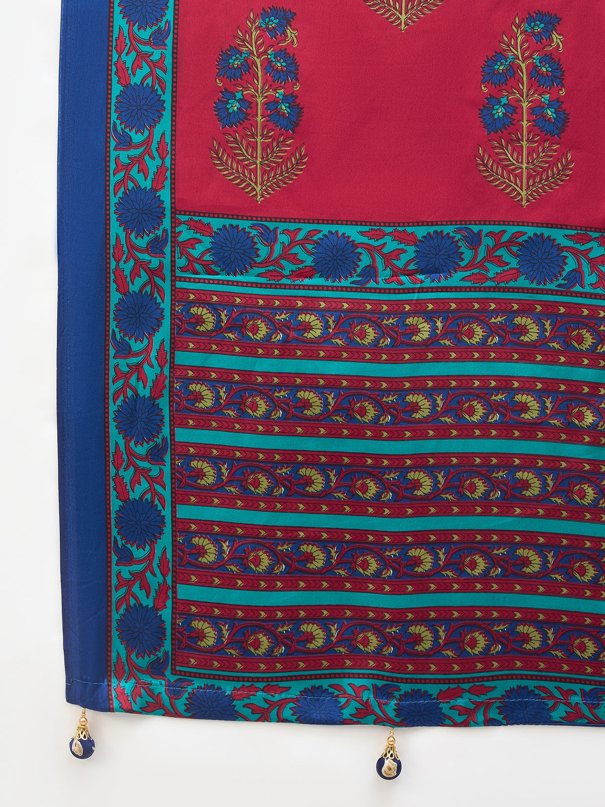 Peachmode Red Semi Modal Printed Saree - Image 5