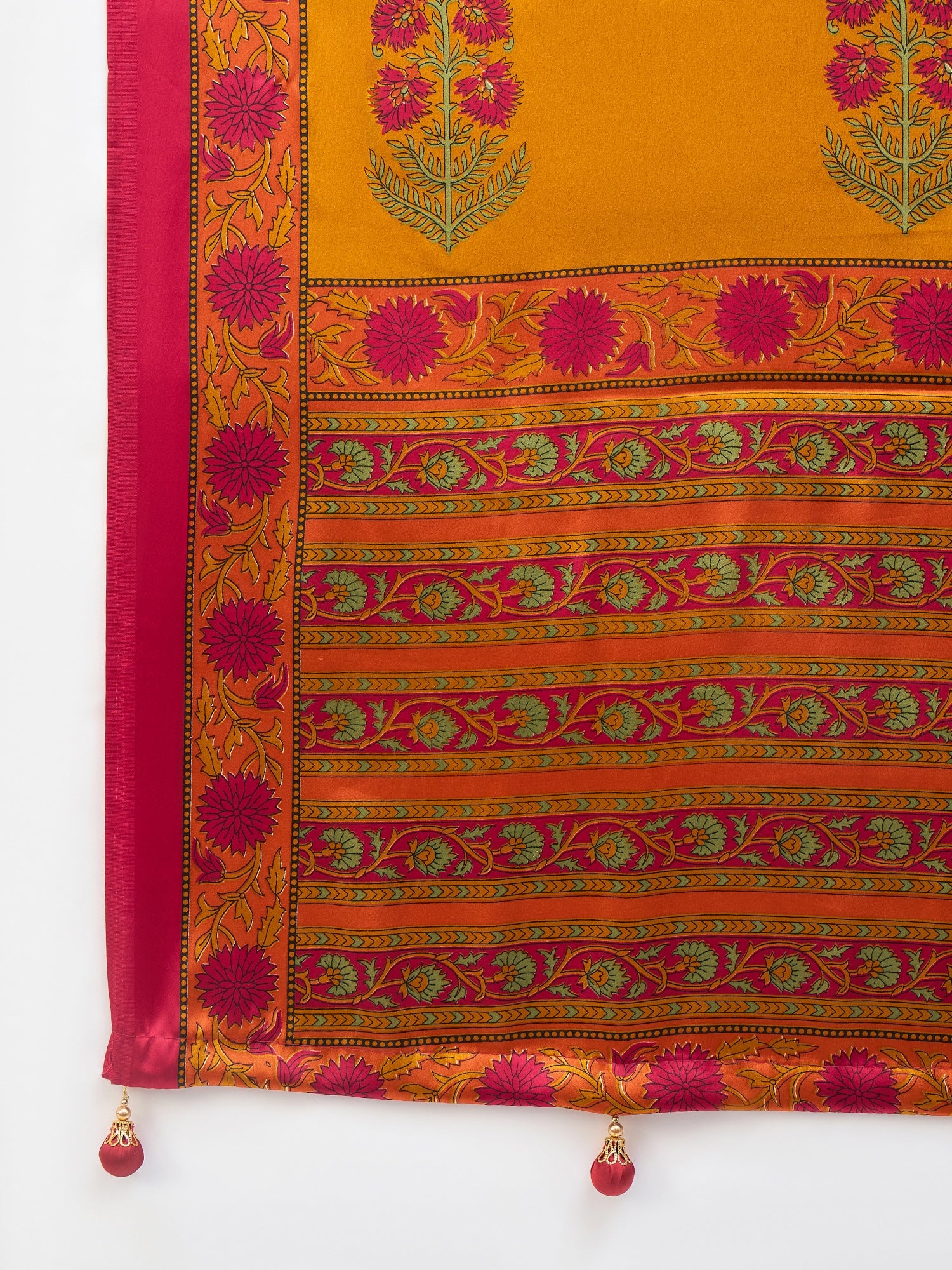 Peachmode Yellow Semi Modal Printed Saree - Image 5