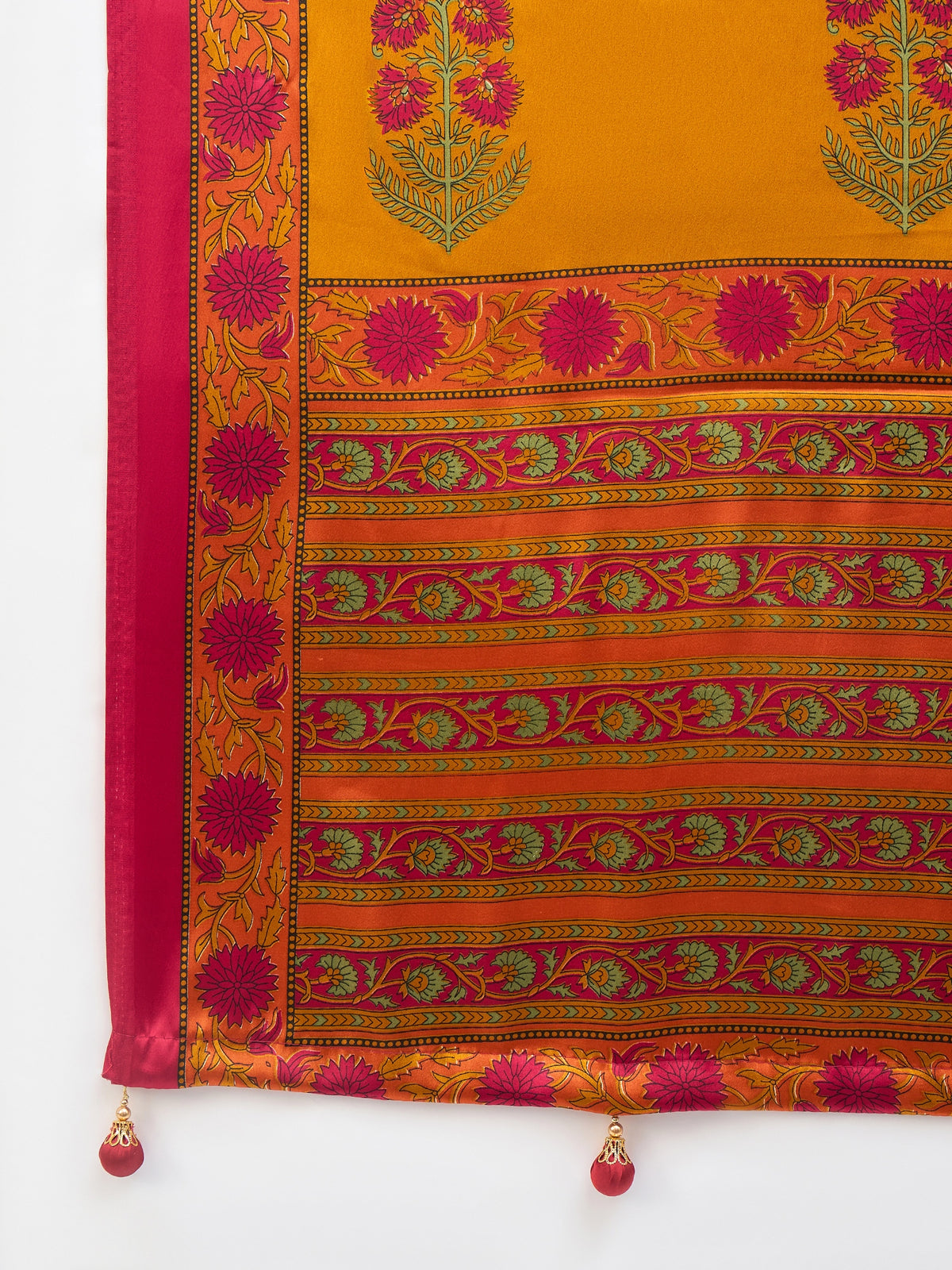 Peachmode Yellow Semi Modal Printed Saree - Image 5