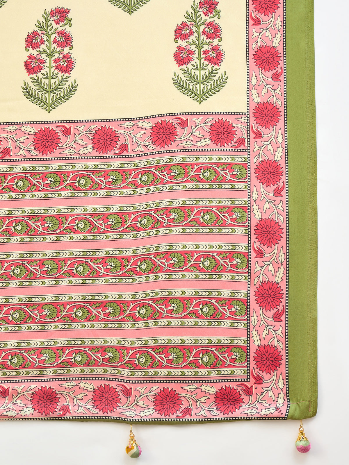 Peachmode Light Green Semi Modal Printed Saree - Image 5