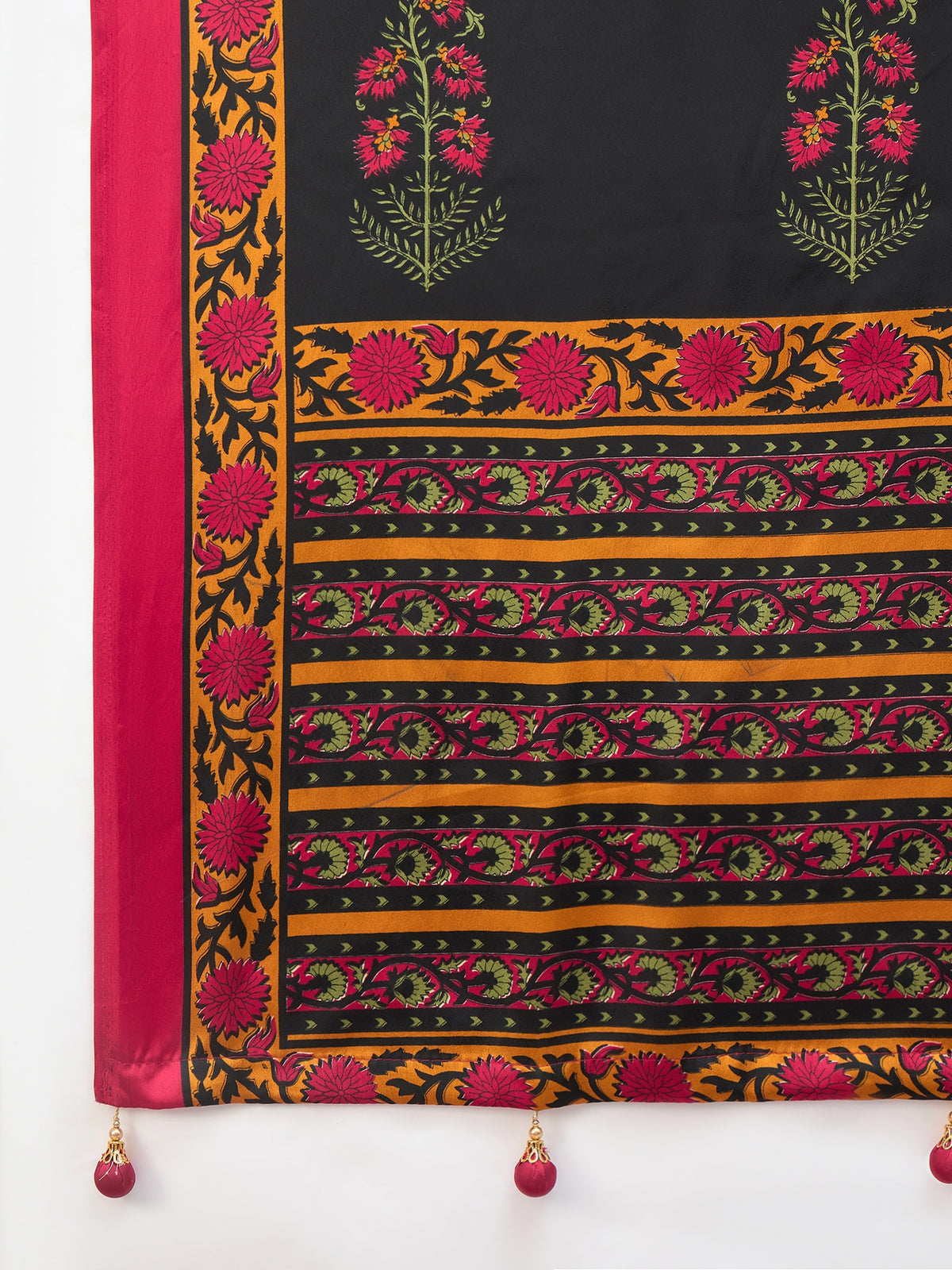 Peachmode Black Semi Modal Printed Saree - Image 5