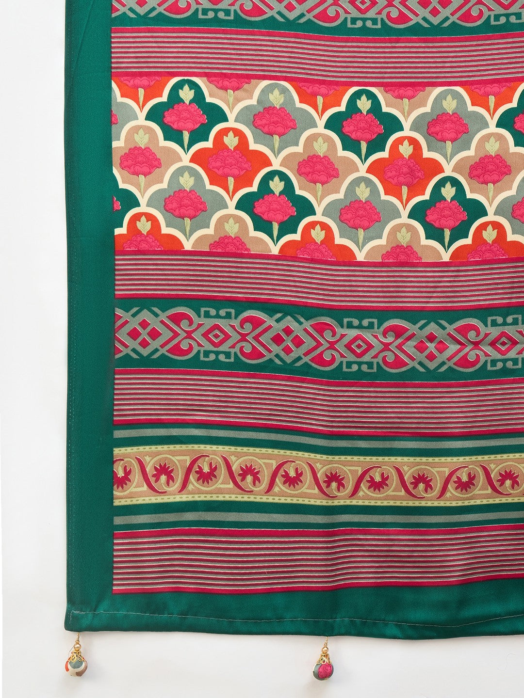 Peachmode Green Semi Modal Printed Saree - Image 8