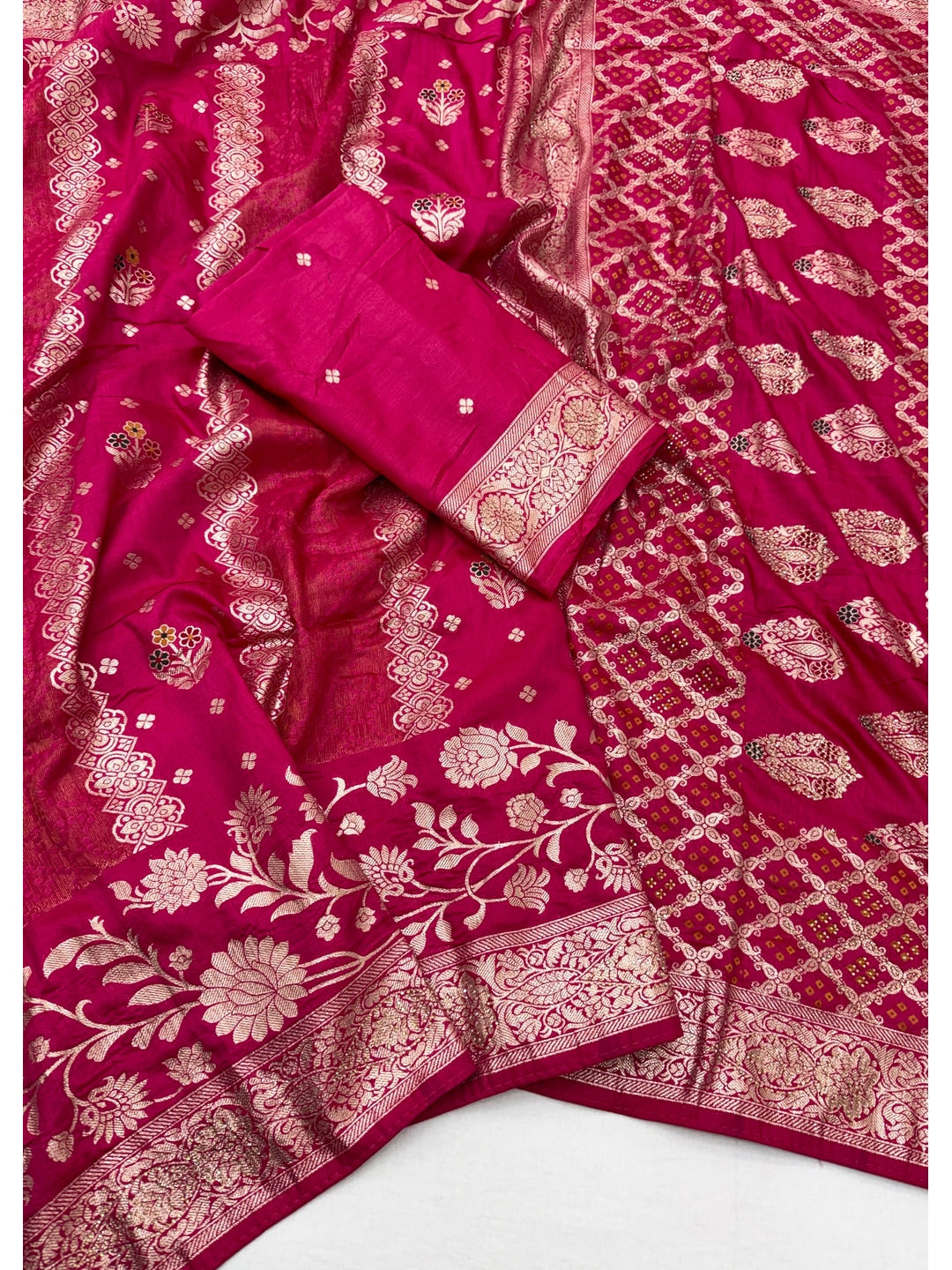 Peachmode Pink Dola Silk Woven Saree - Image 2