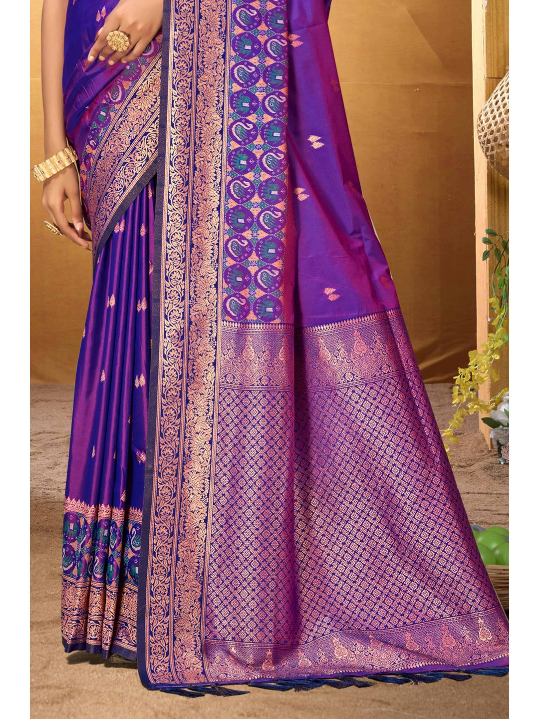 Peachmode Purple Silk Blend Adiksha SIlk Saree - Image 4