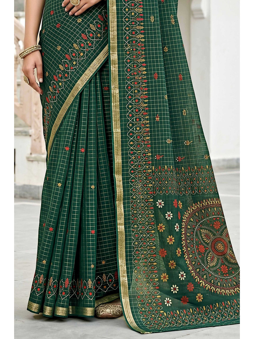 Peachmode Green Georgette Saree - Image 6