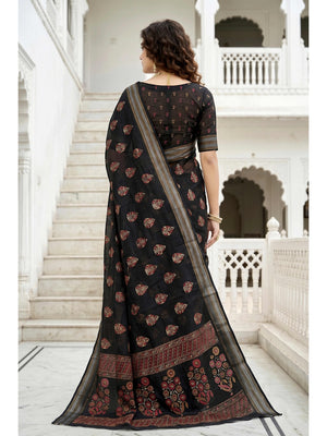 Peachmode Black Georgette Saree - Image 2