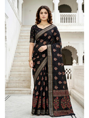 Peachmode Black Georgette Saree - Image 1