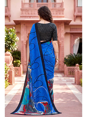Peachmode Blue Georgette Saree - Image 2