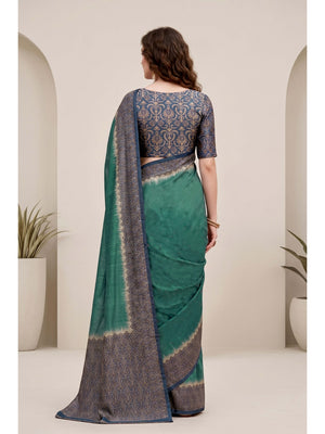 Peachmode Green Georgette Saree - Image 2