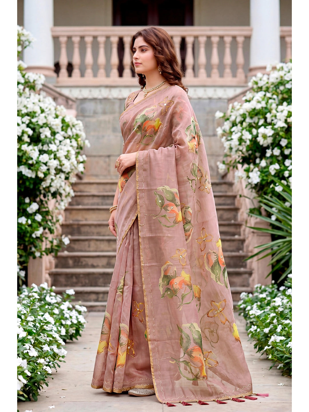 Peachmode Purple Cotton Blend Erodi Saree - Image 3