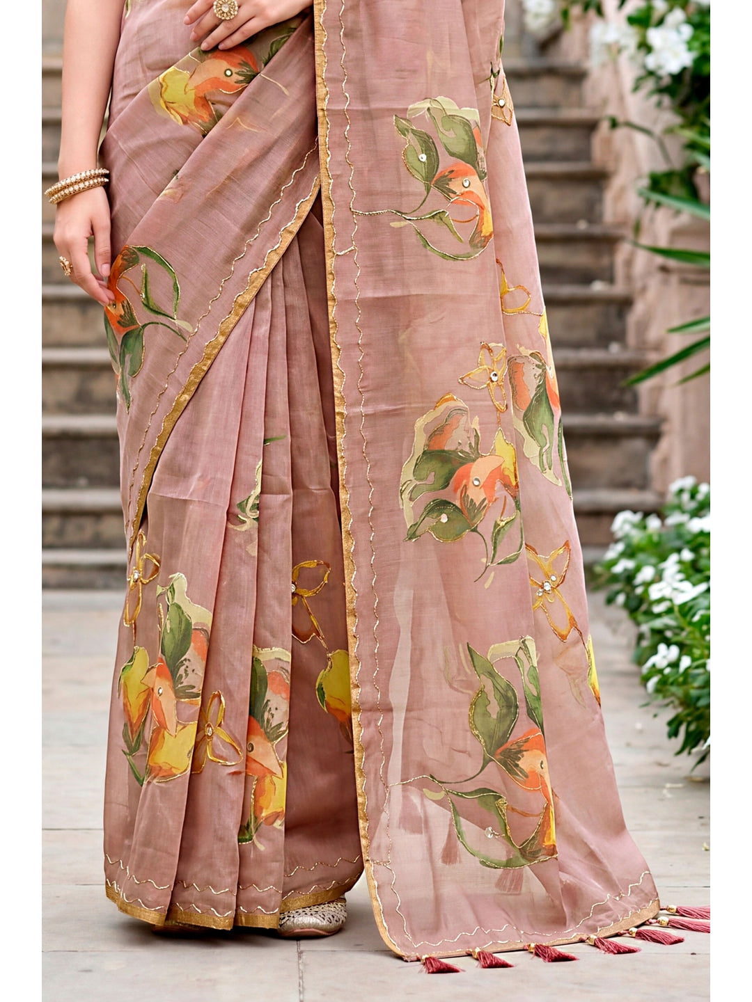 Peachmode Purple Cotton Blend Erodi Saree - Image 6