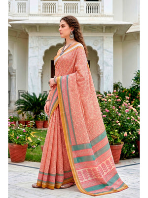 Peachmode Pink Cotton Blend Harshita Saree - Image 2