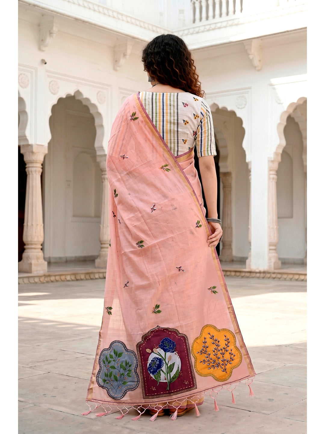 Peachmode Peach Cotton Blend Mridula Saree - Image 4