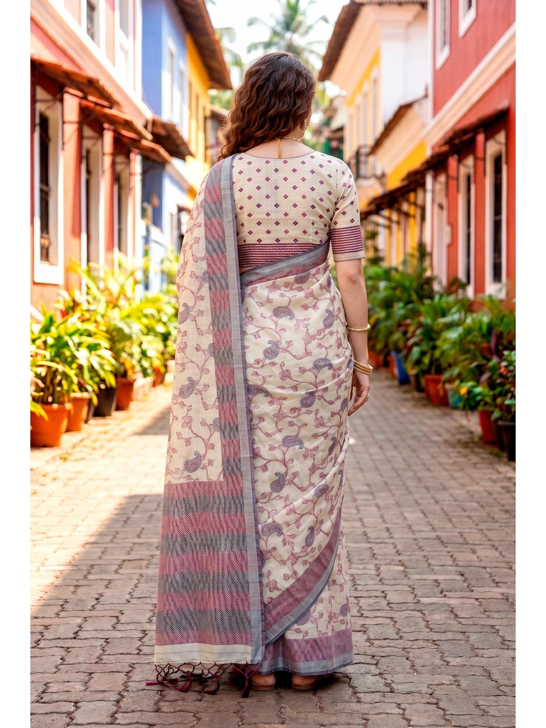 Peachmode Red Cotton Blend Ruchi Cotton Saree - Image 4
