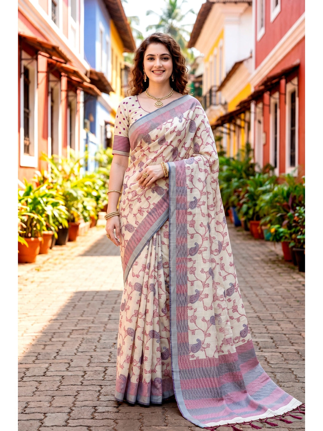 Peachmode Red Cotton Blend Ruchi Cotton Saree - Image 1