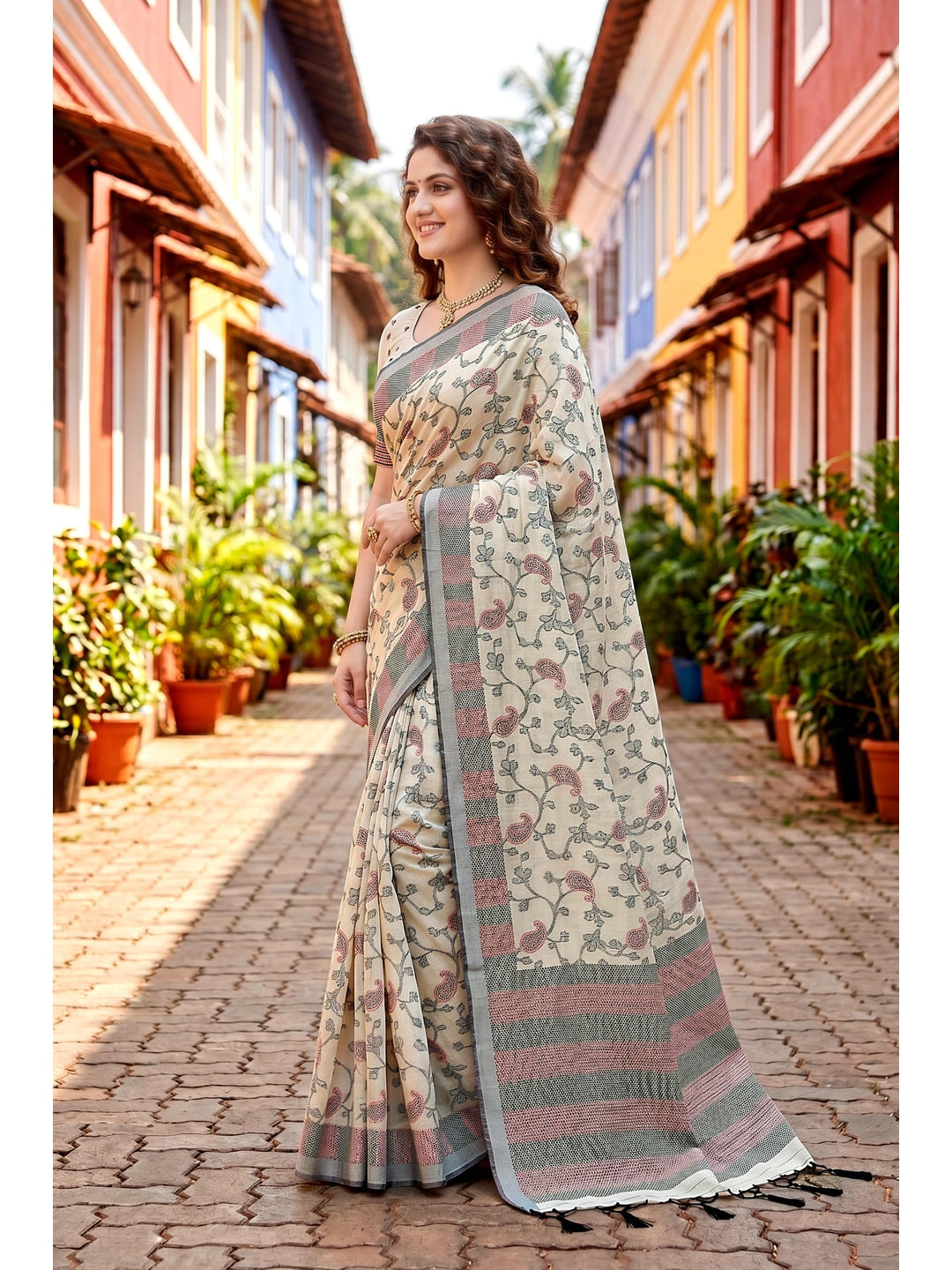 Peachmode Purple Cotton Blend Ruchi Cotton Saree - Image 2