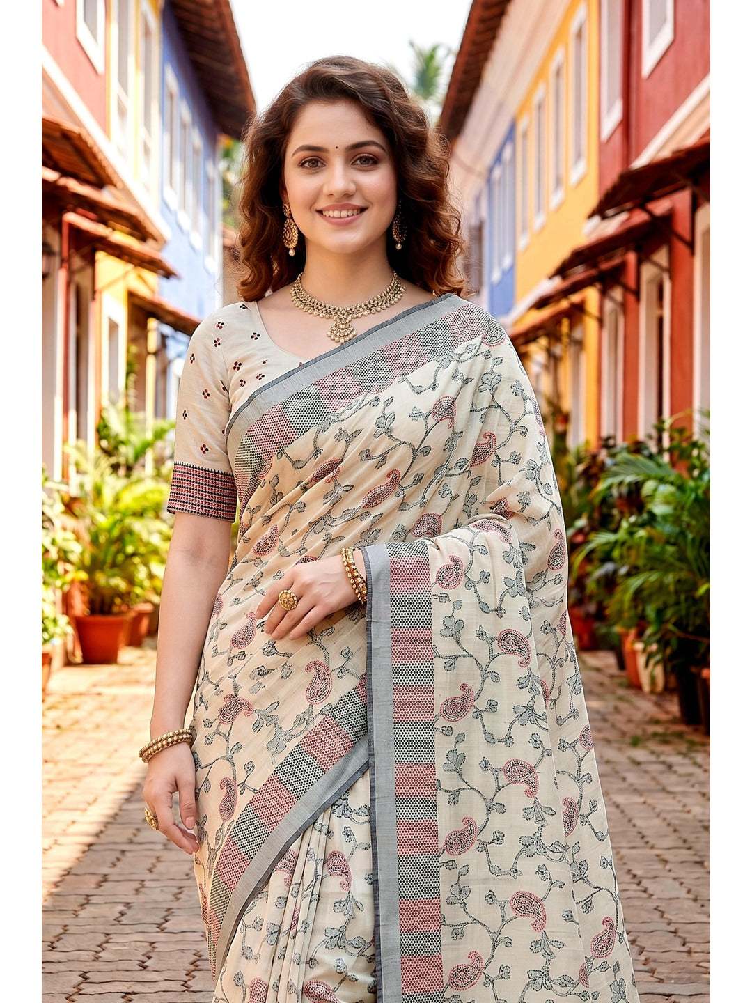 Peachmode Purple Cotton Blend Ruchi Cotton Saree - Image 3