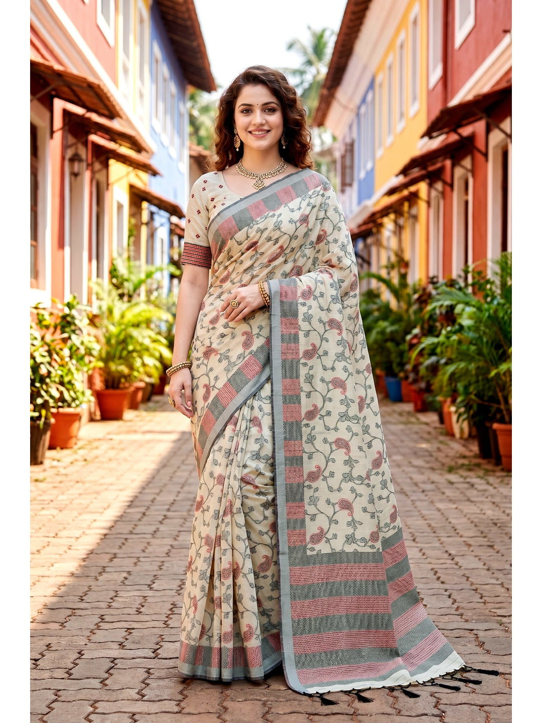Peachmode Purple Cotton Blend Ruchi Cotton Saree - Image 1