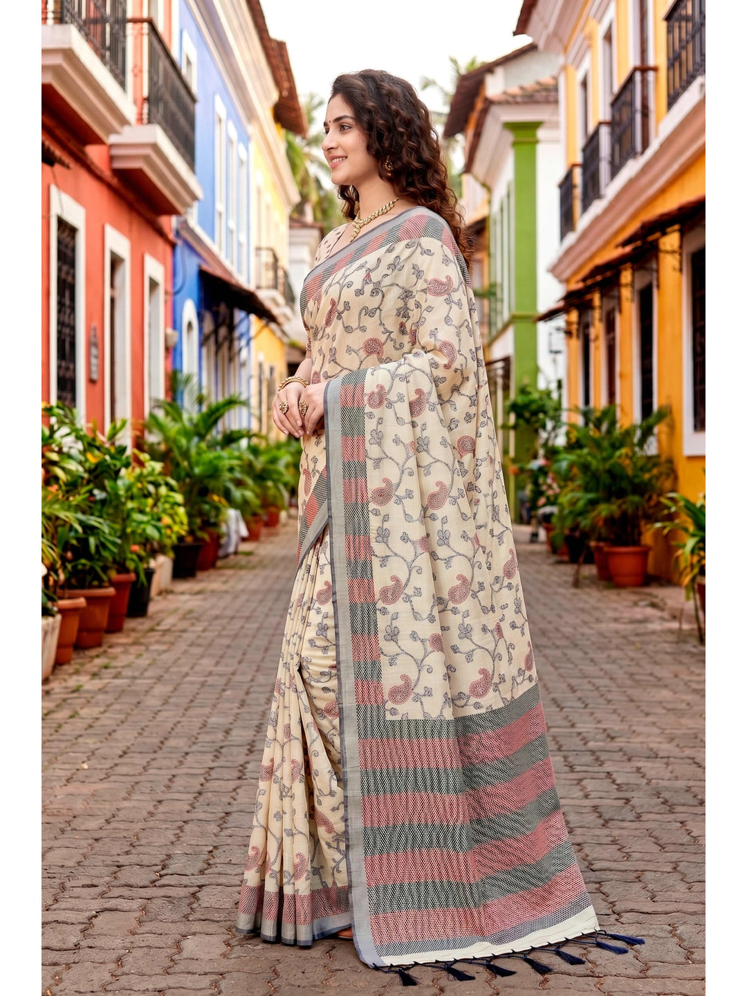 Peachmode Red Cotton Blend Ruchi Cotton Saree - Image 2