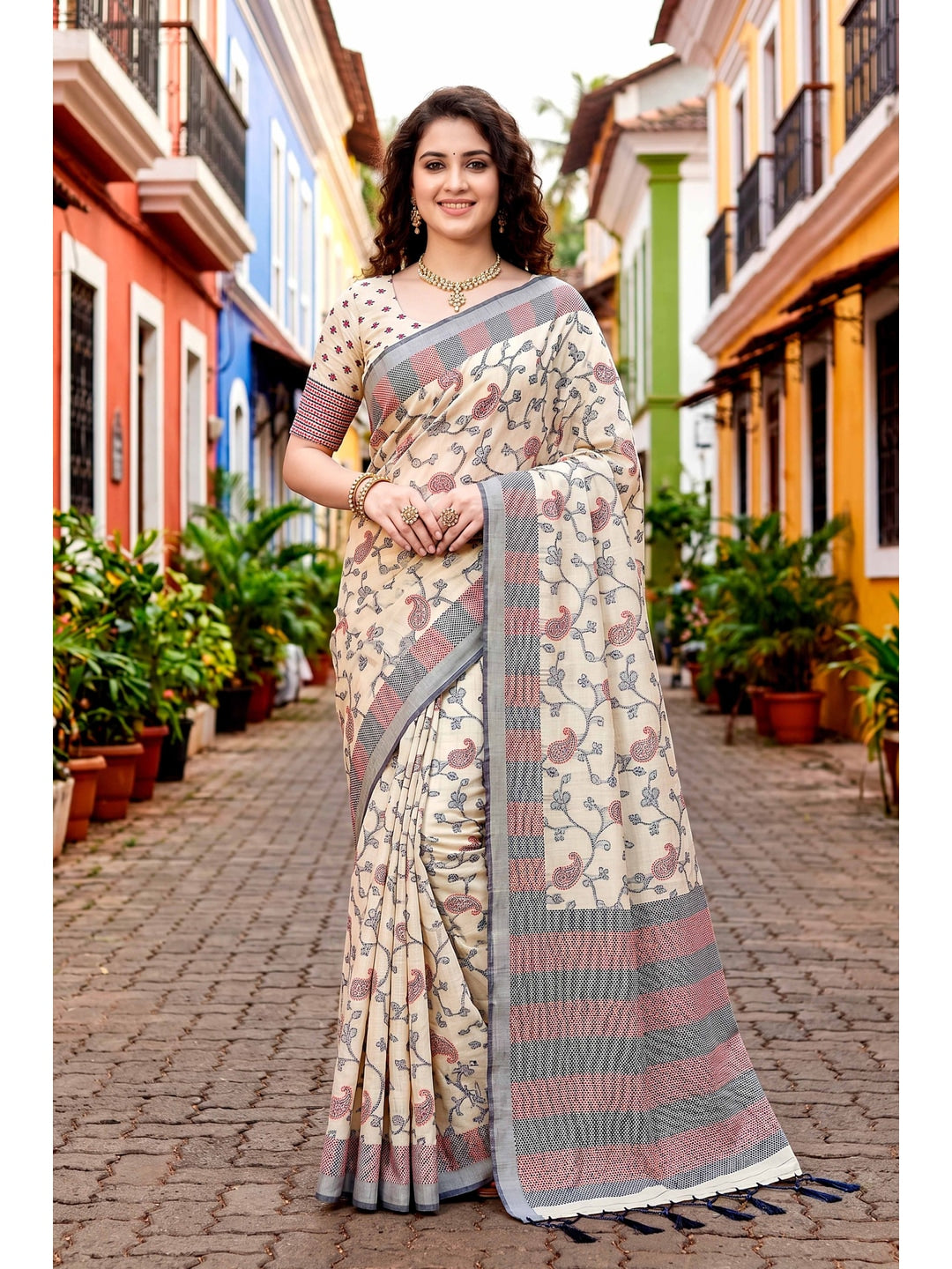 Peachmode Red Cotton Blend Ruchi Cotton Saree - Image 1