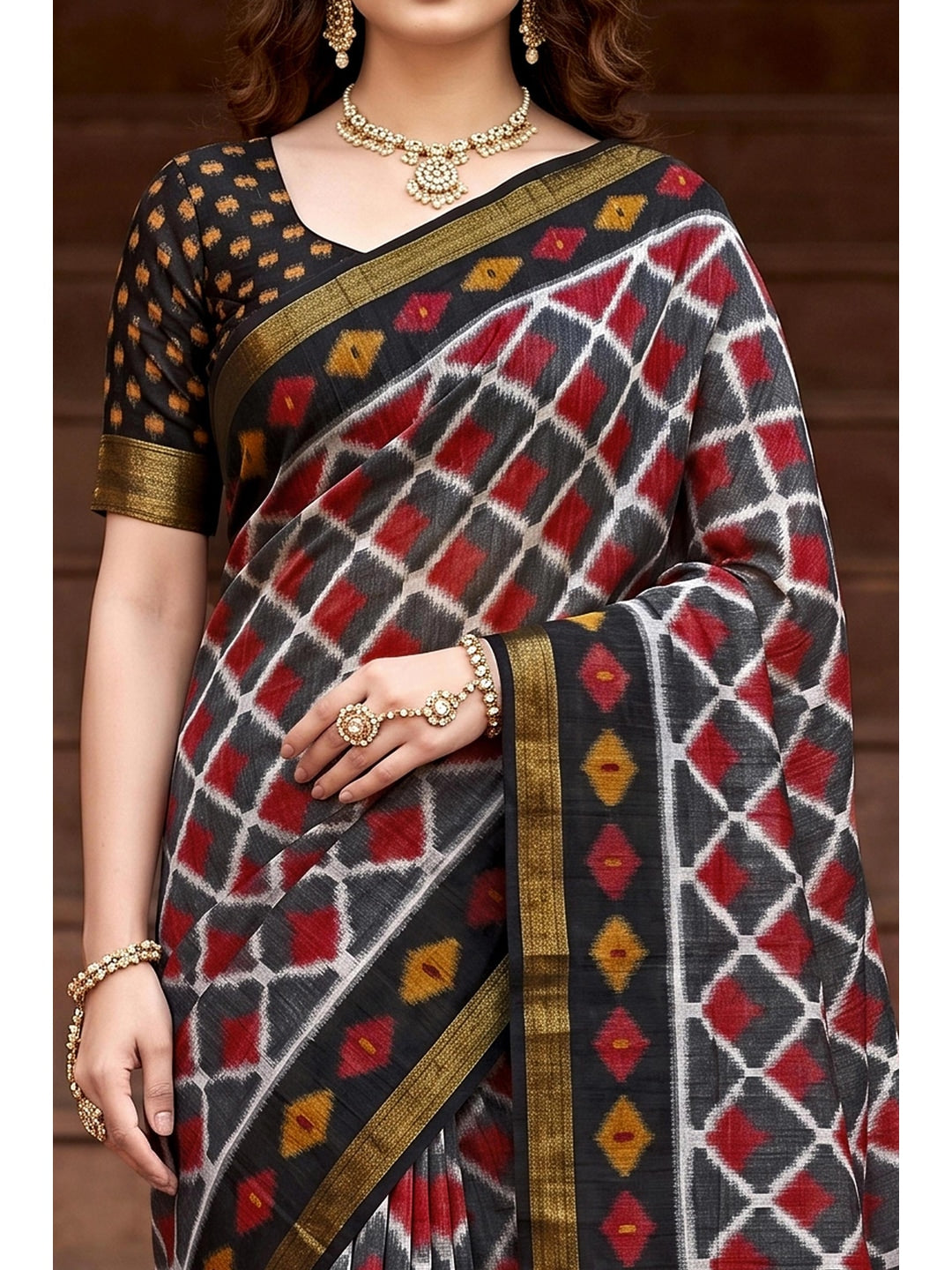 Peachmode Grey Georgette Saree - Image 5