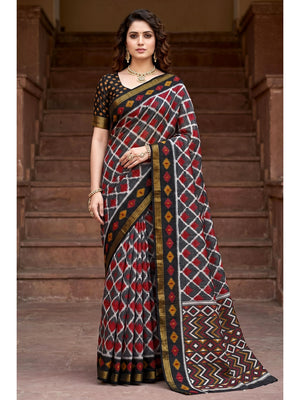 Peachmode Grey Georgette Saree - Image 1