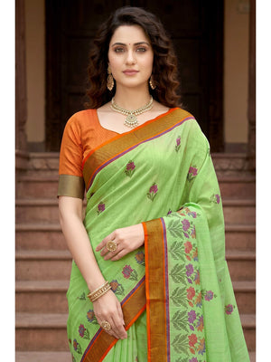 Peachmode Green Georgette Saree - Image 2