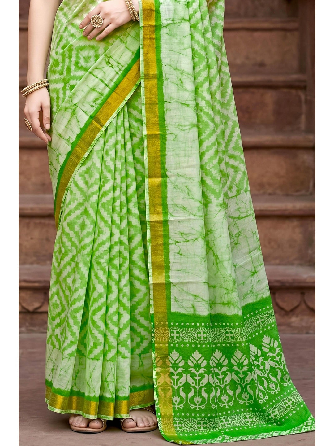 Peachmode Green Georgette Saree - Image 6