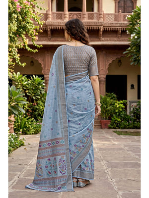 Peachmode Grey Georgette Saree - Image 2