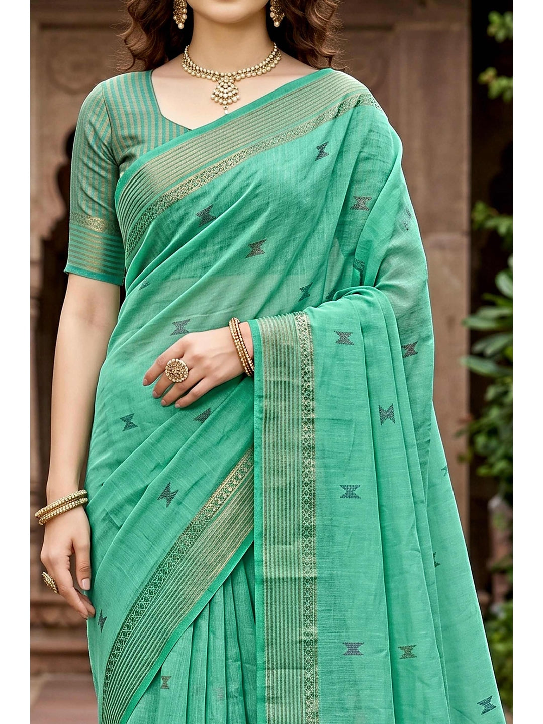 Peachmode Green Georgette Saree - Image 5