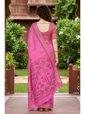 Peachmode Pink Georgette Saree - Image 2