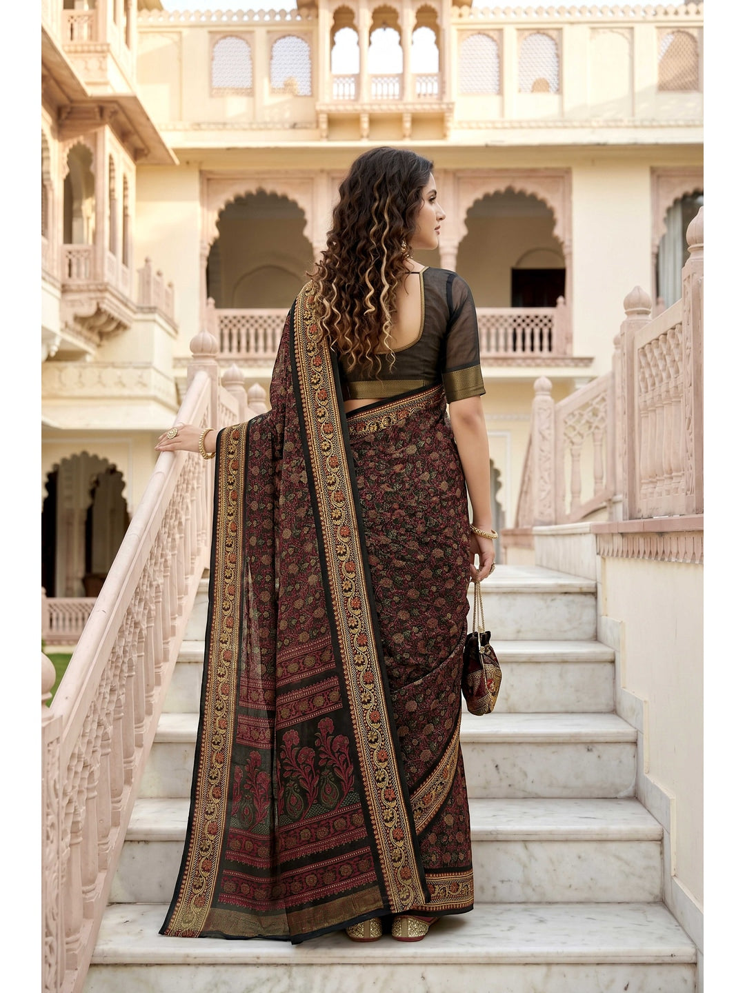 Peachmode Brown Georgette SANGINI VOL-3 Saree - Image 2