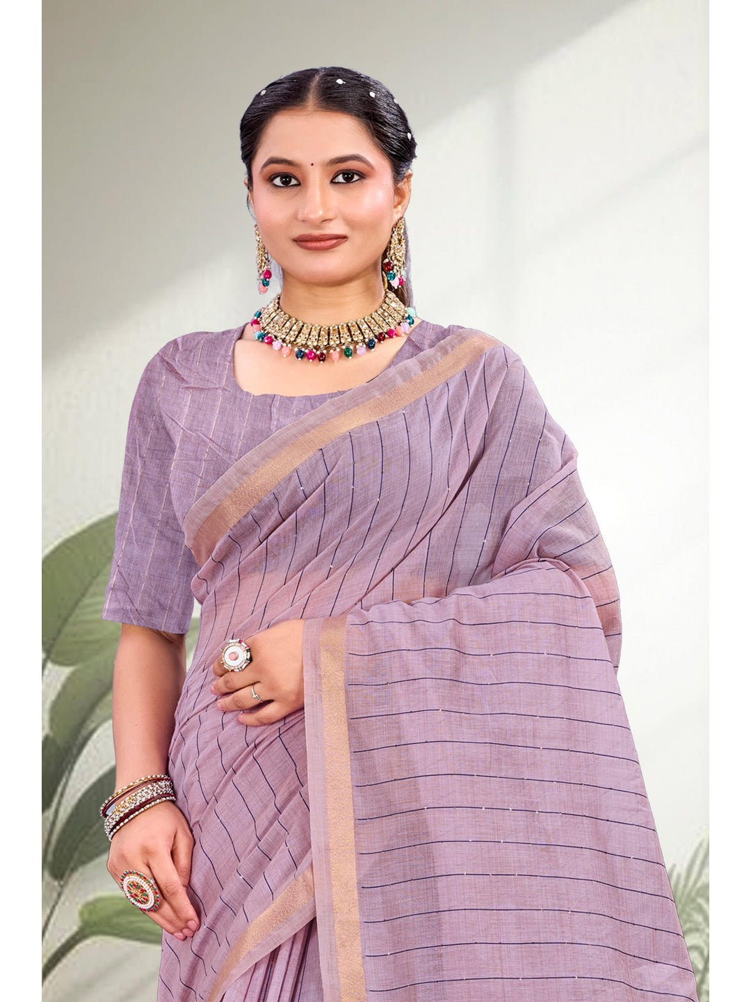 Peachmode Purple Cotton Blend Varnika Cotton new_3 Saree - Image 2