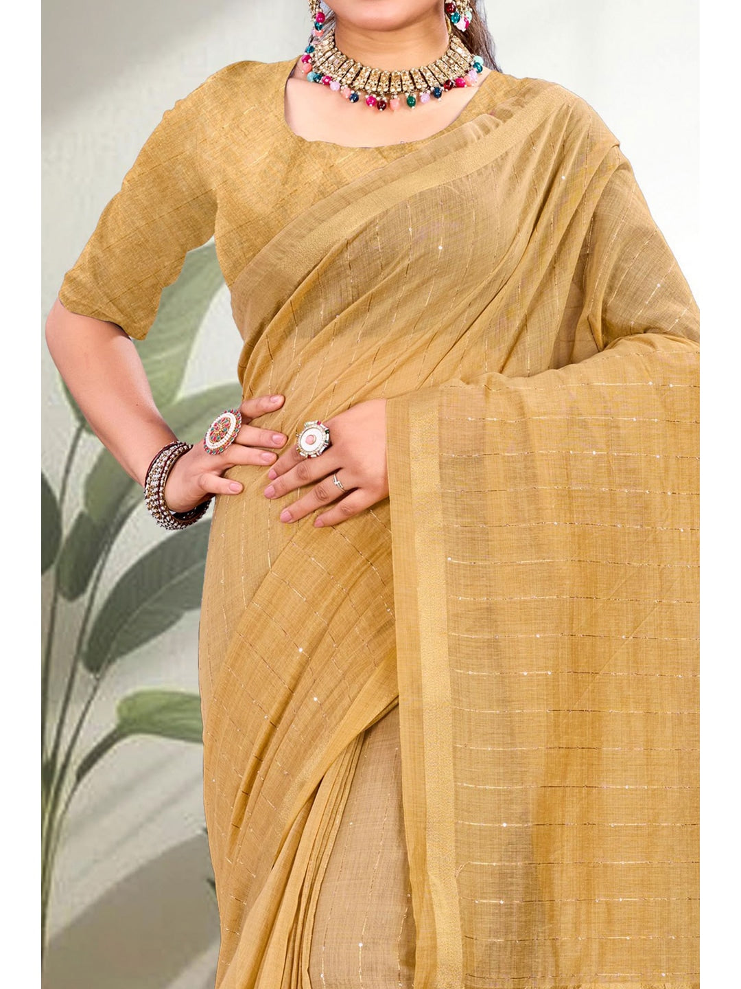 Peachmode Yellow Cotton Blend Varnika Cotton new 3 Saree - Image 4