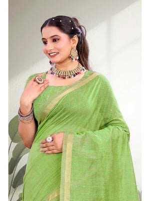 Peachmode Green Cotton Blend Varnika Cotton new_3 Saree - Image 2