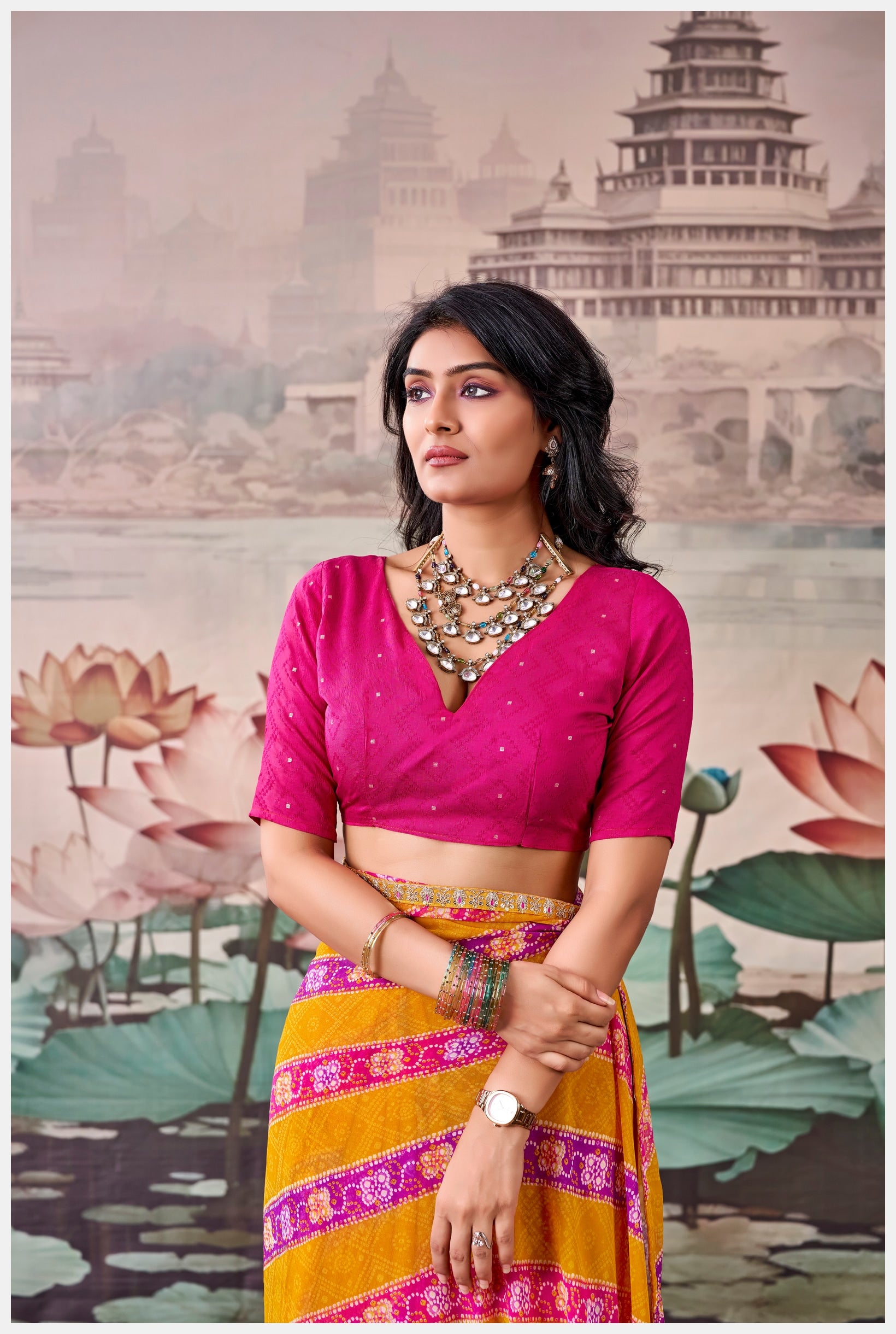 Peachmode Orange Raj Mahal Embroidered Saree - Image 5