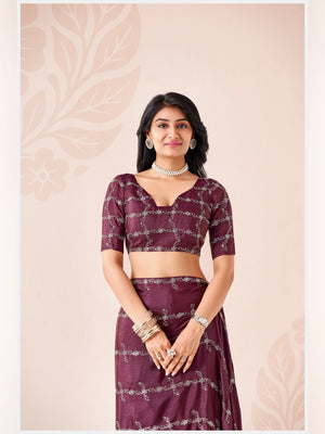 Peachmode Wine Pratima Embroidered Saree - Image 2