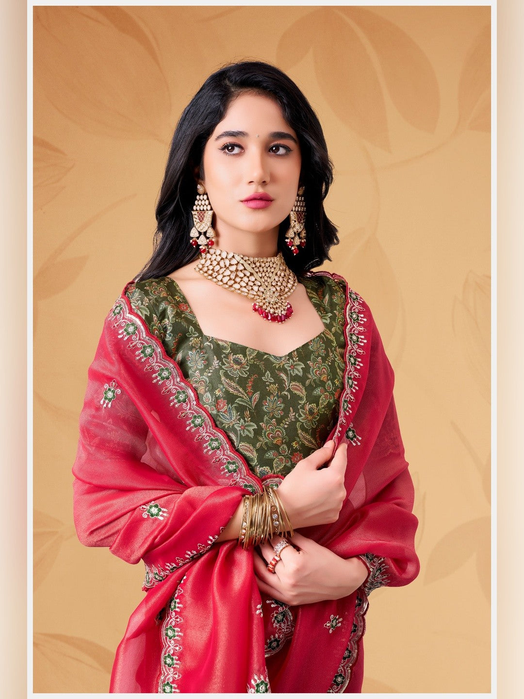 Peachmode Pink Celestial 2 Embroidered Saree - Image 4