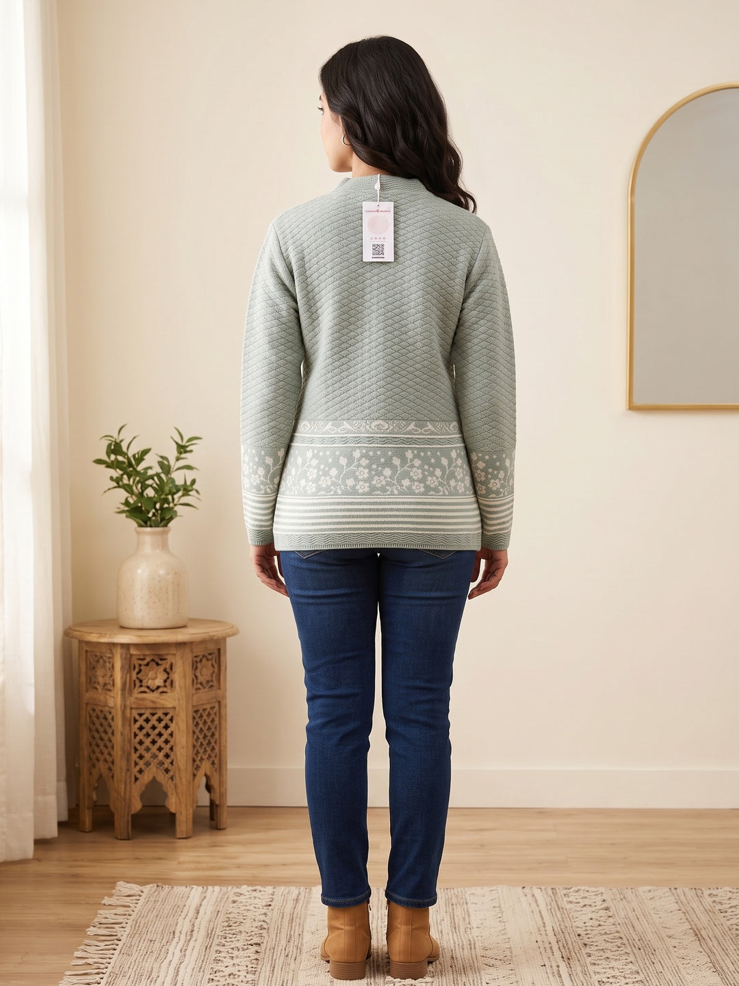 Grey Cozy Woven Wool Cardigan Designed For Comfortable Winter Layering - Image 4