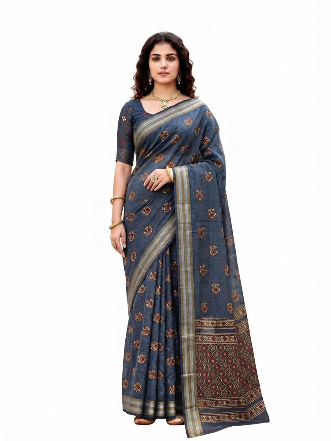 Peachmode Grey Georgette Saree - Image 7