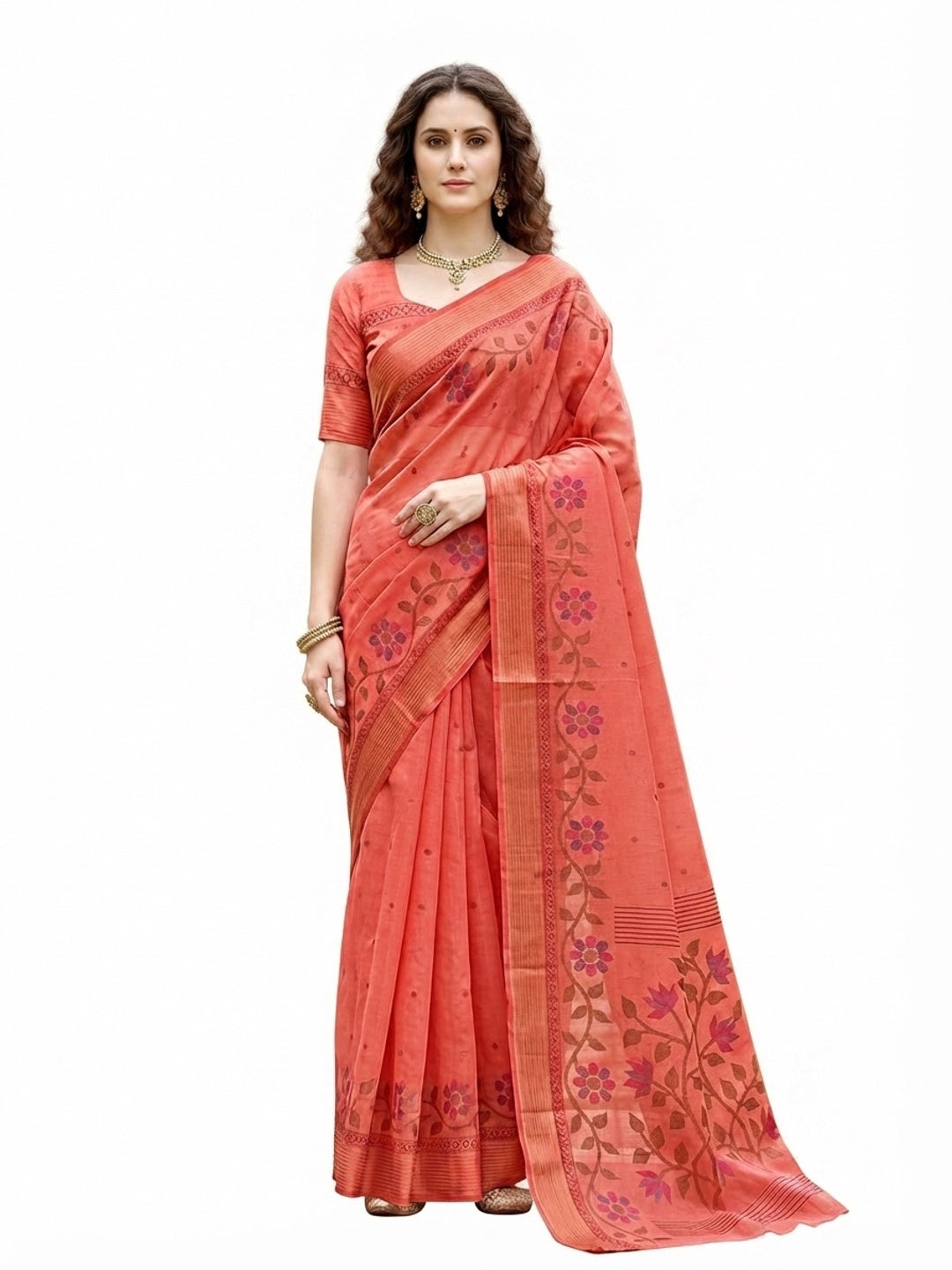 Peachmode Peach Georgette Saree - Image 7